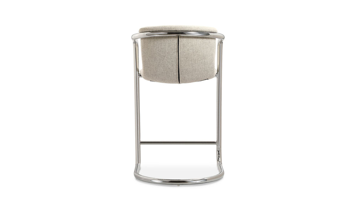 Fougeres Chrome Frame Counter Stool Set of Two in Blended Cream, polyester fibre detail, view 4