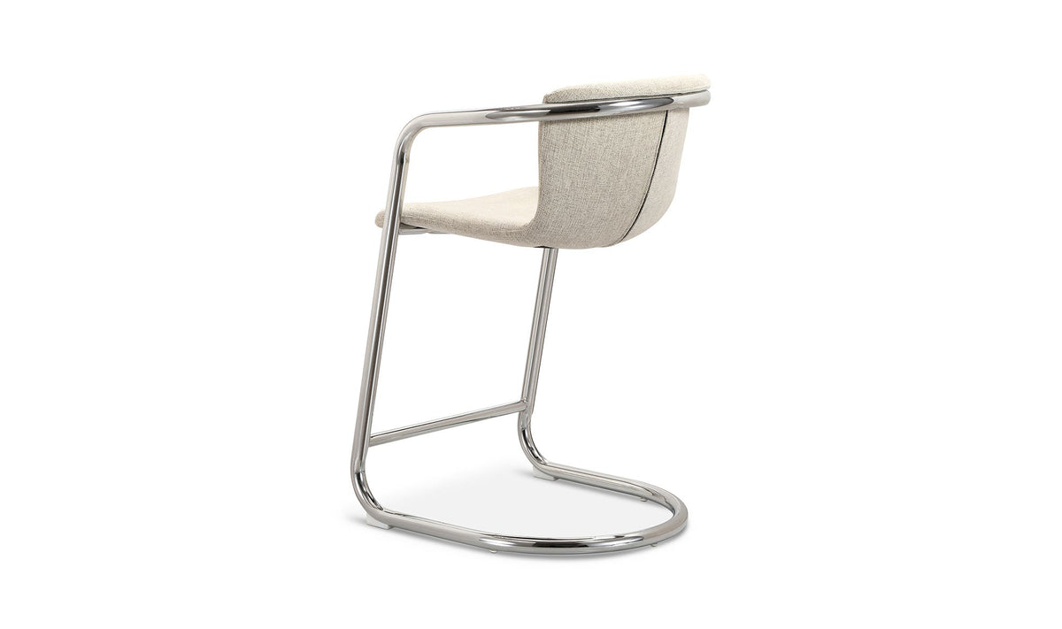 Fougeres Chrome Frame Counter Stool Set of Two in Blended Cream, polyester fibre detail, view 5