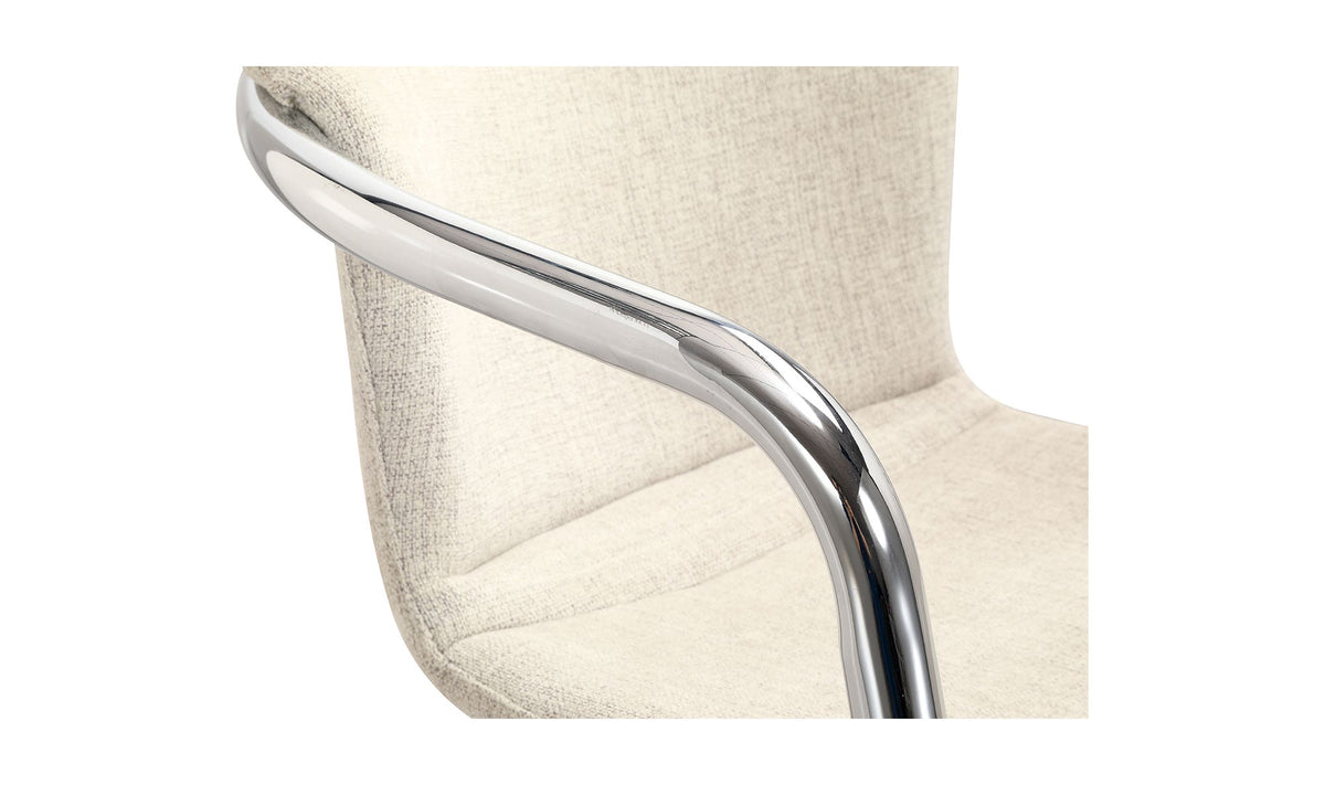 Fougeres Chrome Frame Counter Stool Set of Two in Blended Cream, polyester fibre detail, view 6