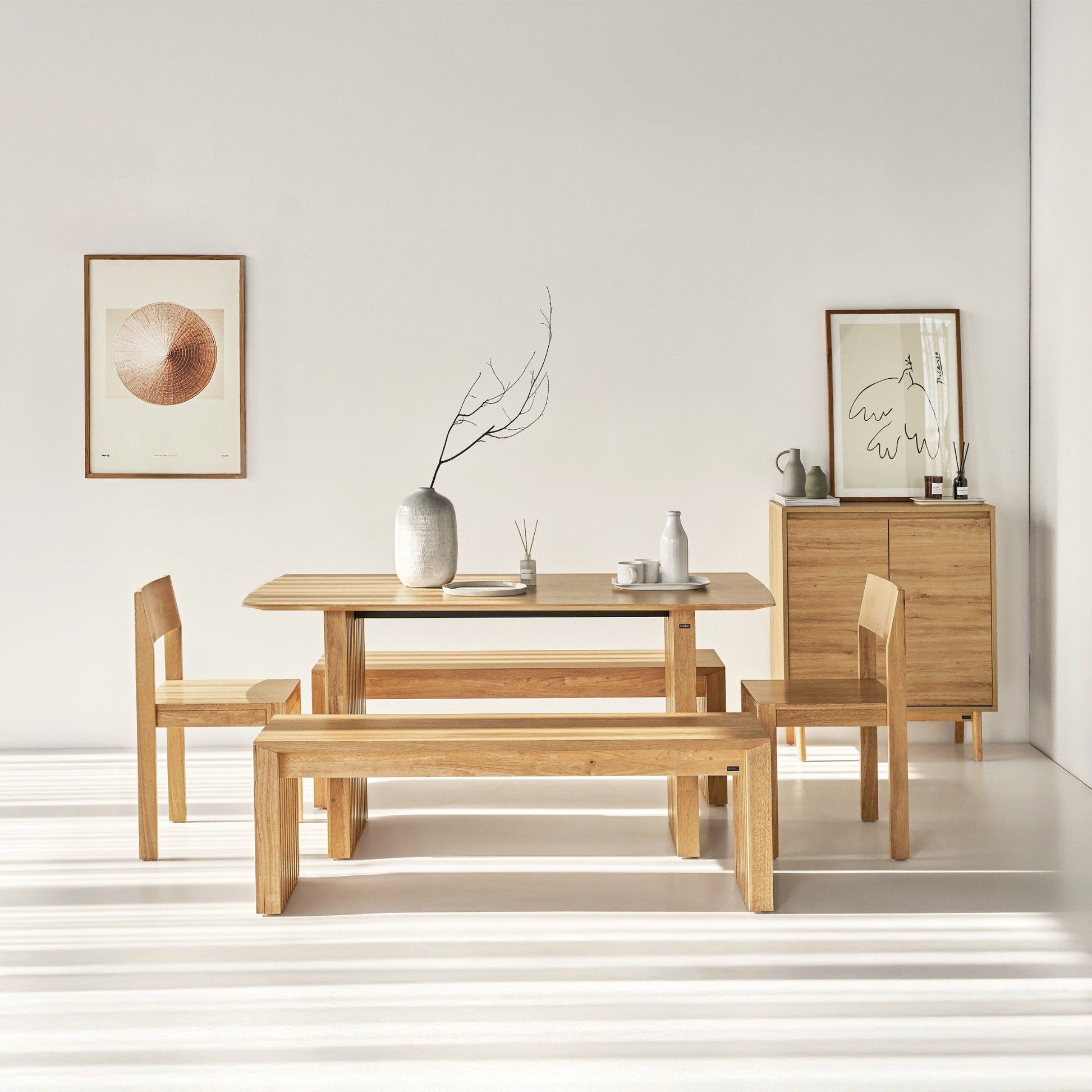 Plank Natural Rubberwood 6 - 8 Person Dining Set - Altera