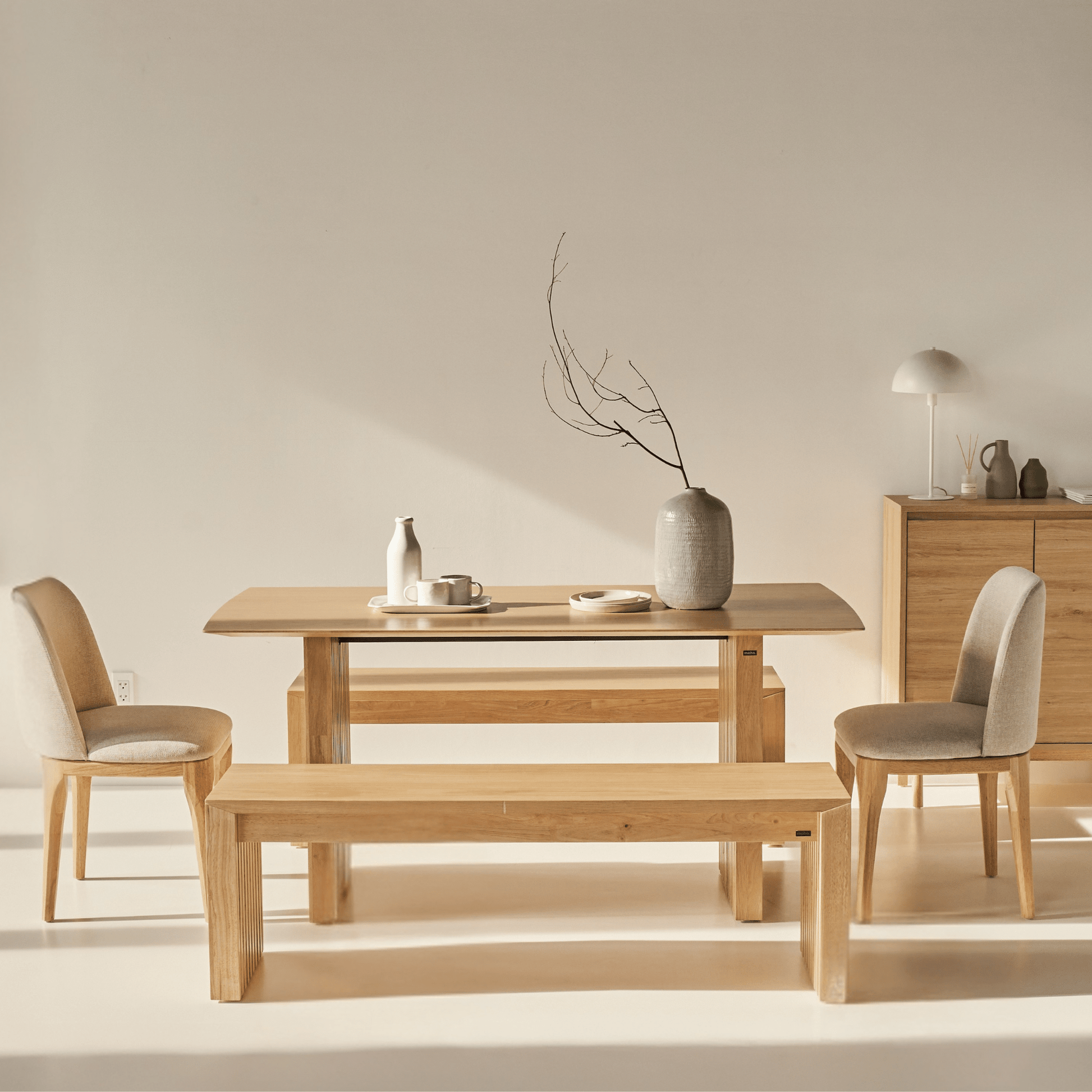 Plank Natural Rubberwood 6 - 8 Person Dining Set - Altera
