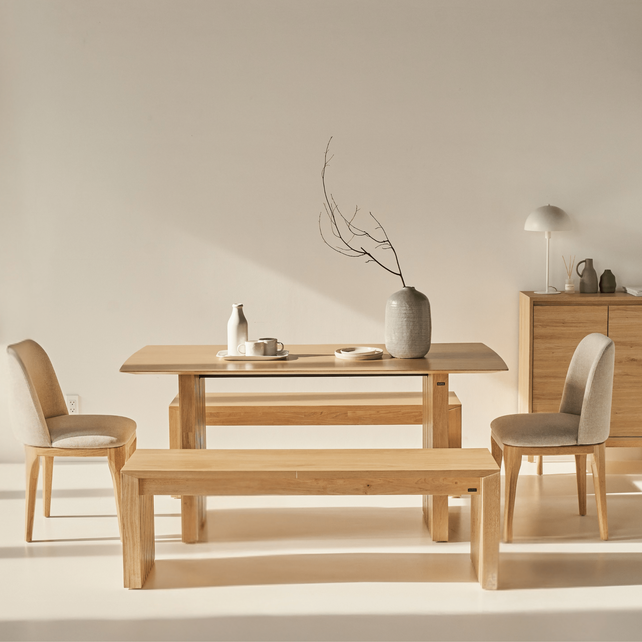 Plank Natural Rubberwood 6 - 8 Person Dining Set - Altera