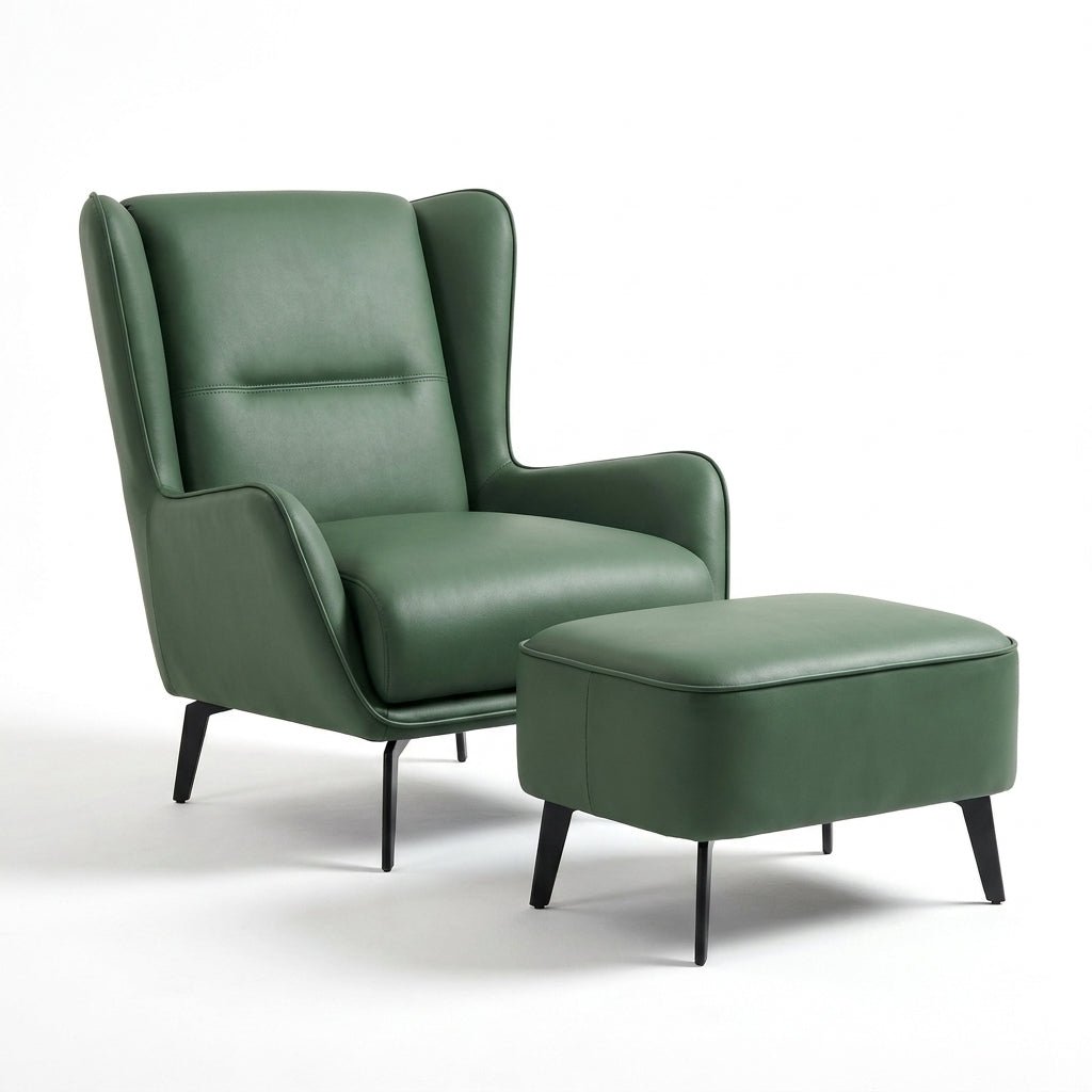 PM06 Premium Cowhide Leather Relaxation Chair with Ottoman - Altera