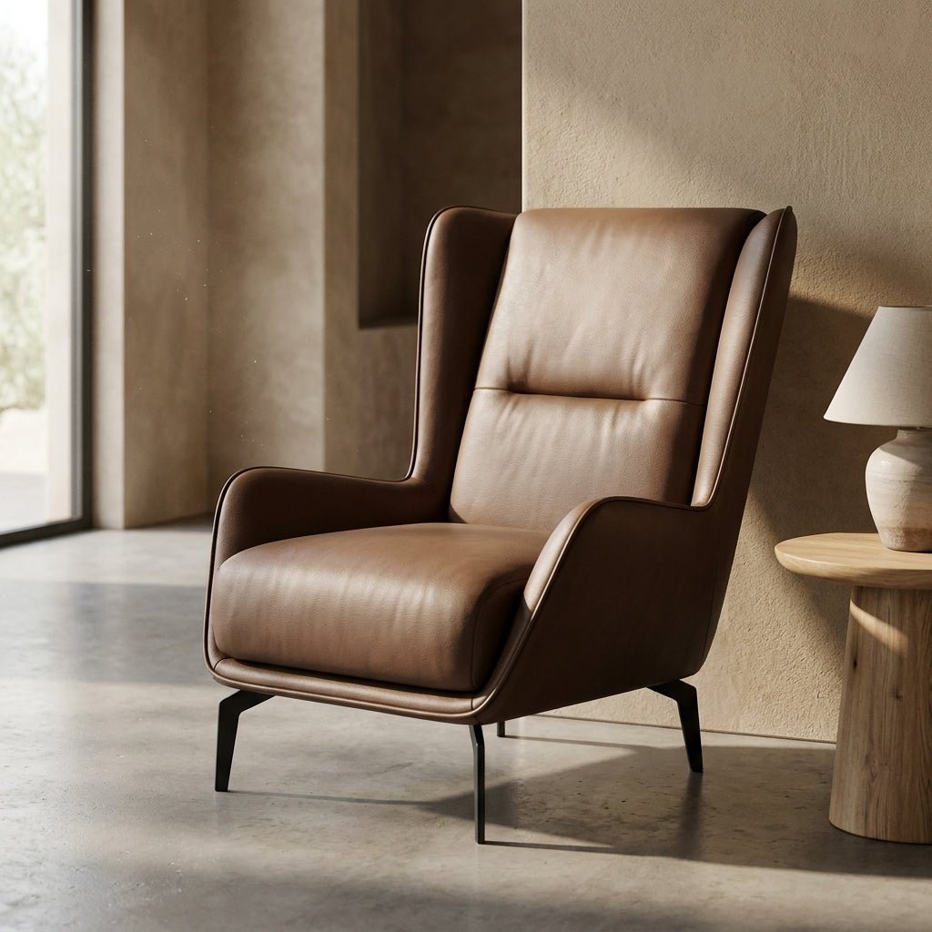 PM06 Premium Cowhide Leather Relaxation Chair with Ottoman - Altera