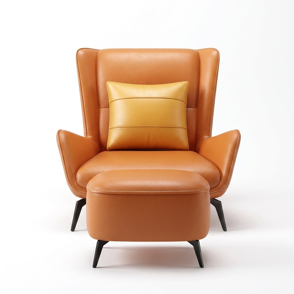 PM06 Premium Cowhide Leather Relaxation Chair with Ottoman - Altera