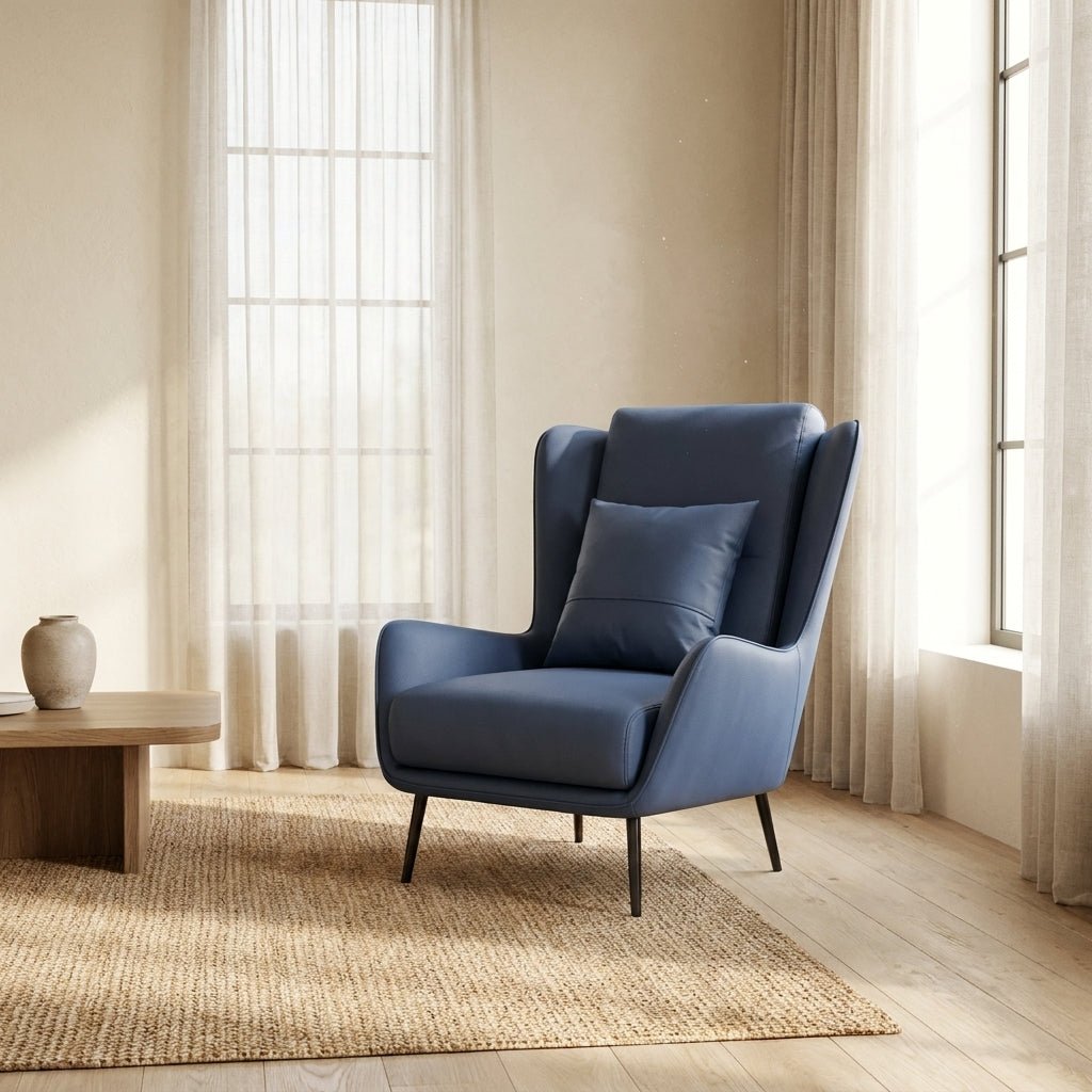 PM06 Premium Cowhide Leather Relaxation Chair with Ottoman - Altera