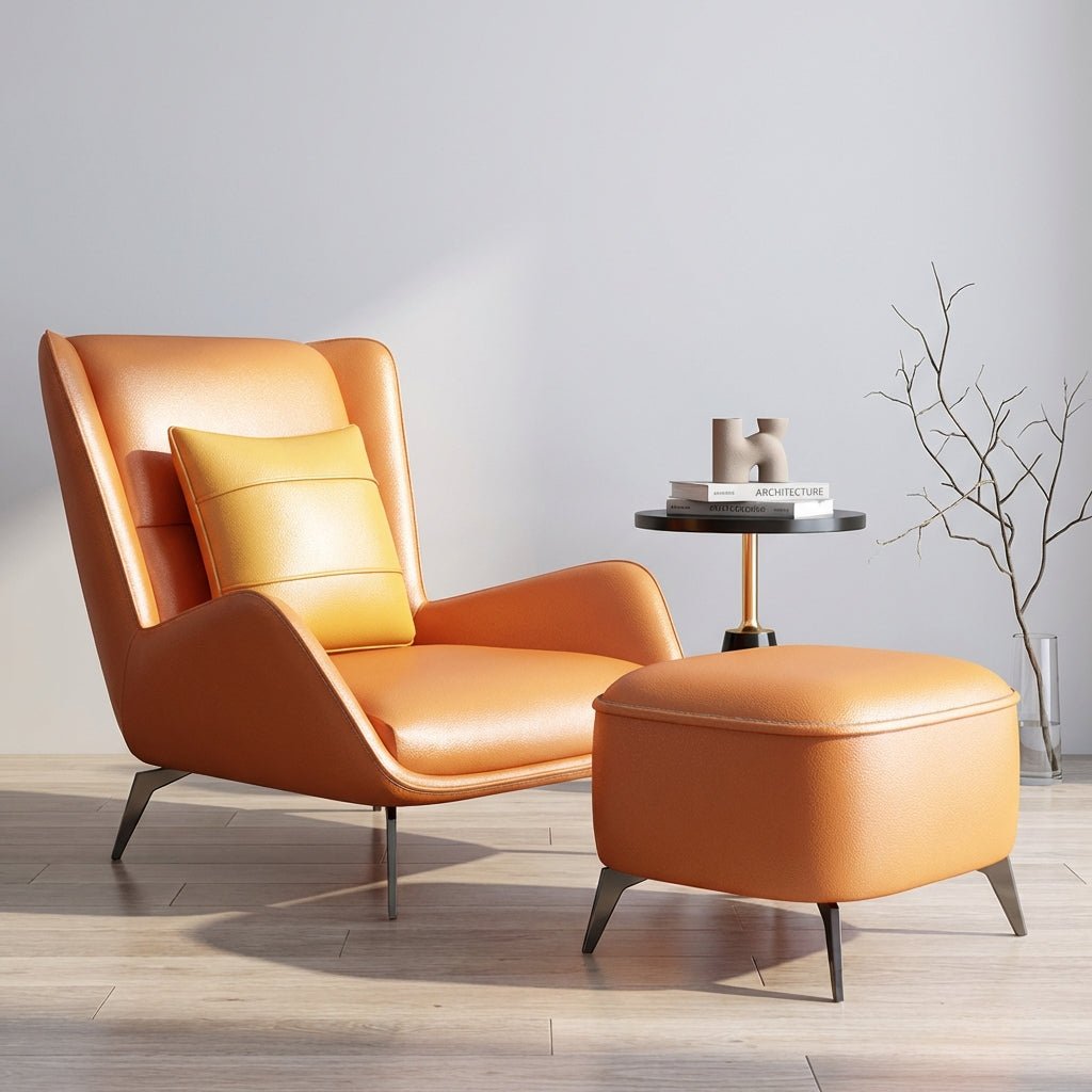 PM06 Premium Cowhide Leather Relaxation Chair with Ottoman - Altera