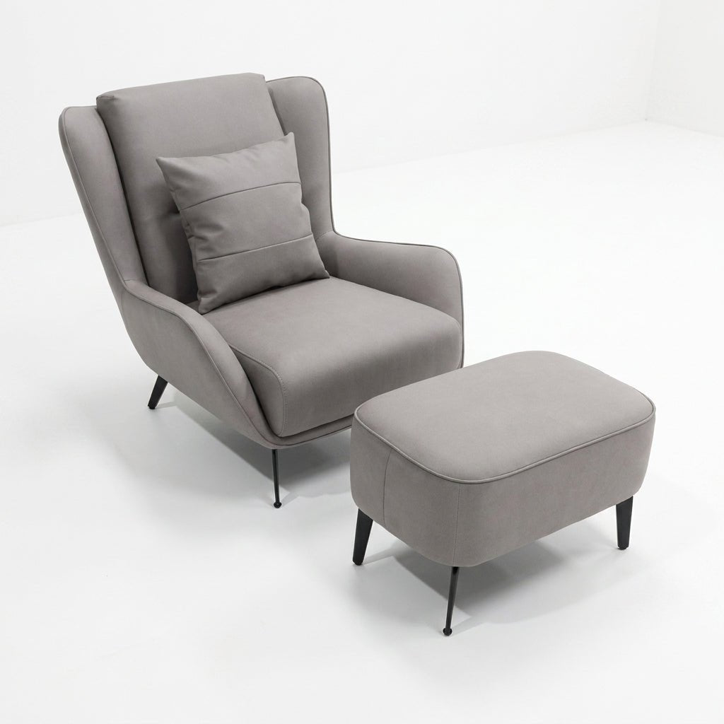 PM06 Premium Cowhide Leather Relaxation Chair with Ottoman - Altera