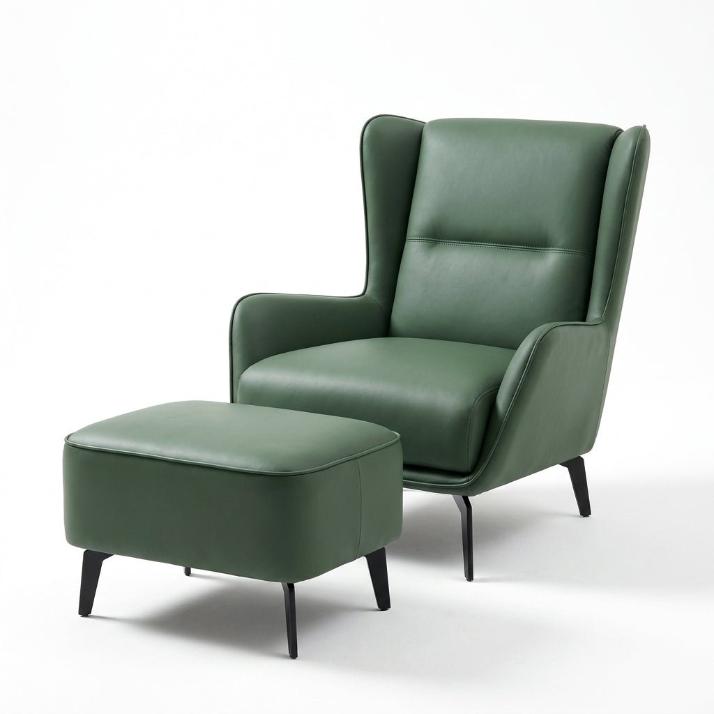 PM06 Premium Cowhide Leather Relaxation Chair with Ottoman - Altera