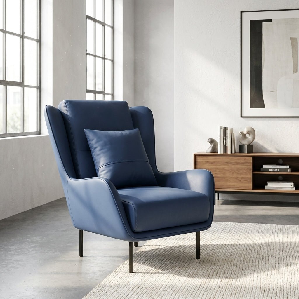 PM06 Premium Cowhide Leather Relaxation Chair with Ottoman - Altera