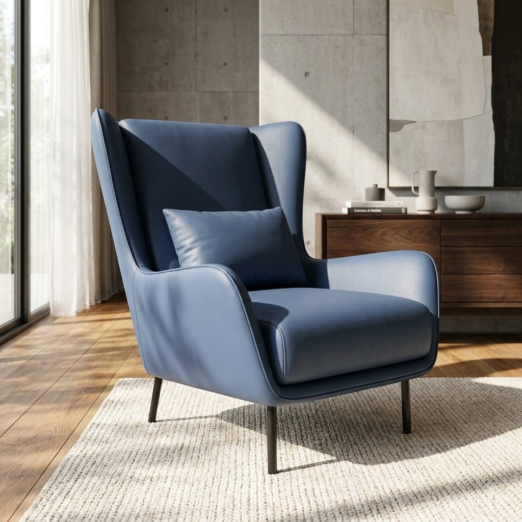 PM06 Premium Cowhide Leather Relaxation Chair with Ottoman - Altera