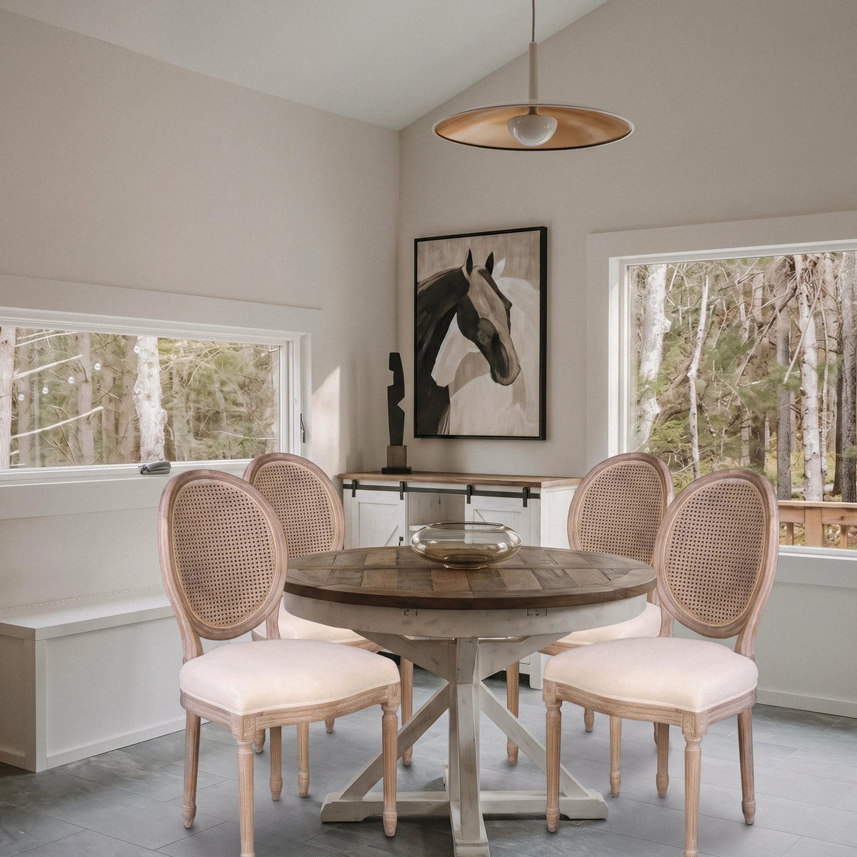 Preston Round Extension Reclaimed Wood Dining Set - Altera