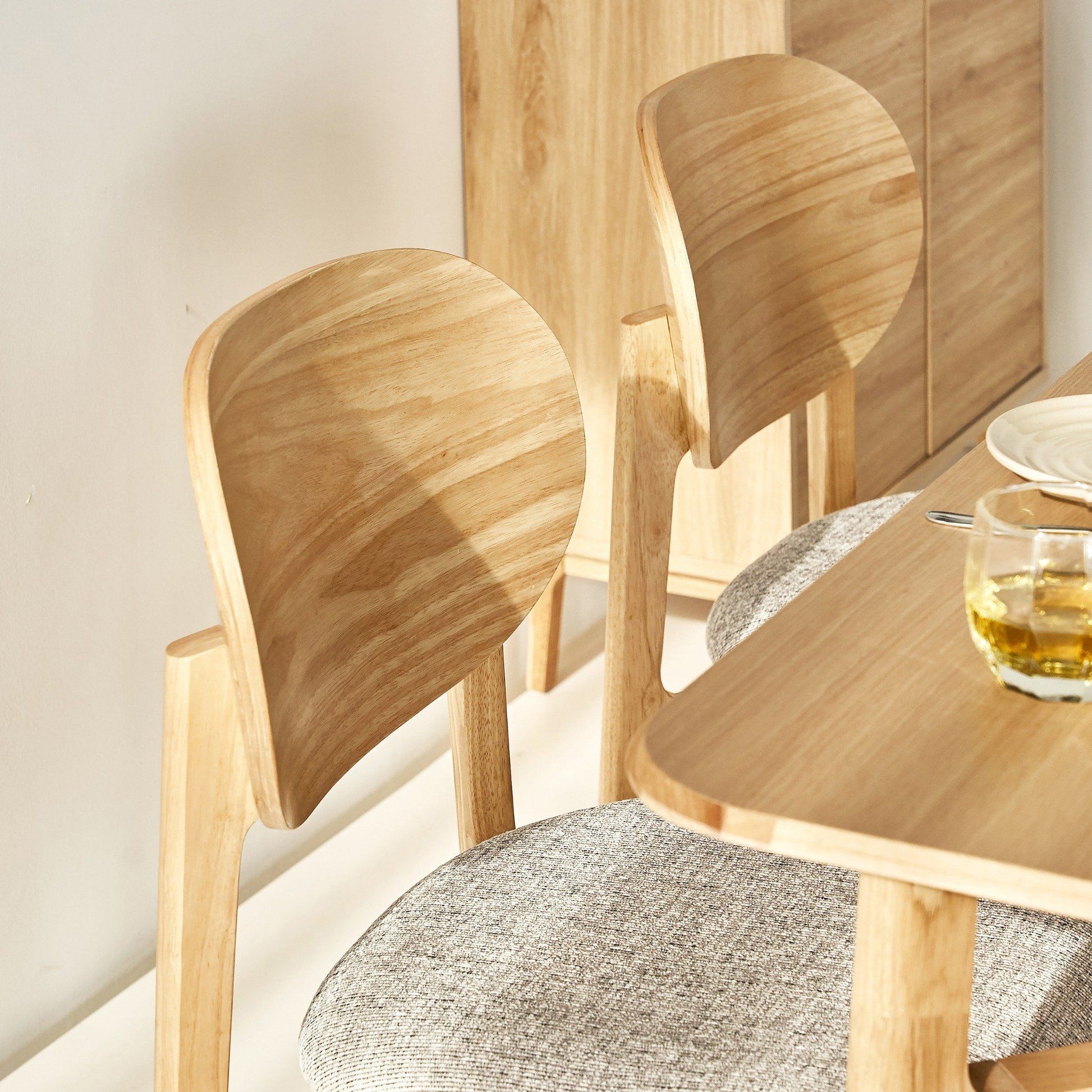 Serena Modern Oak Veneer Dining Set with 4-6 Ergonomic Rubberwood Chairs