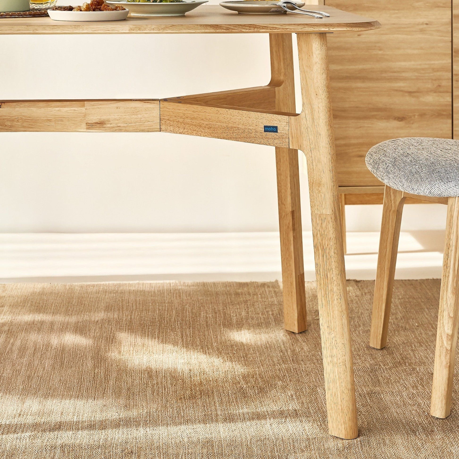 Serena Modern Oak Veneer Dining Set with 4-6 Ergonomic Rubberwood Chairs