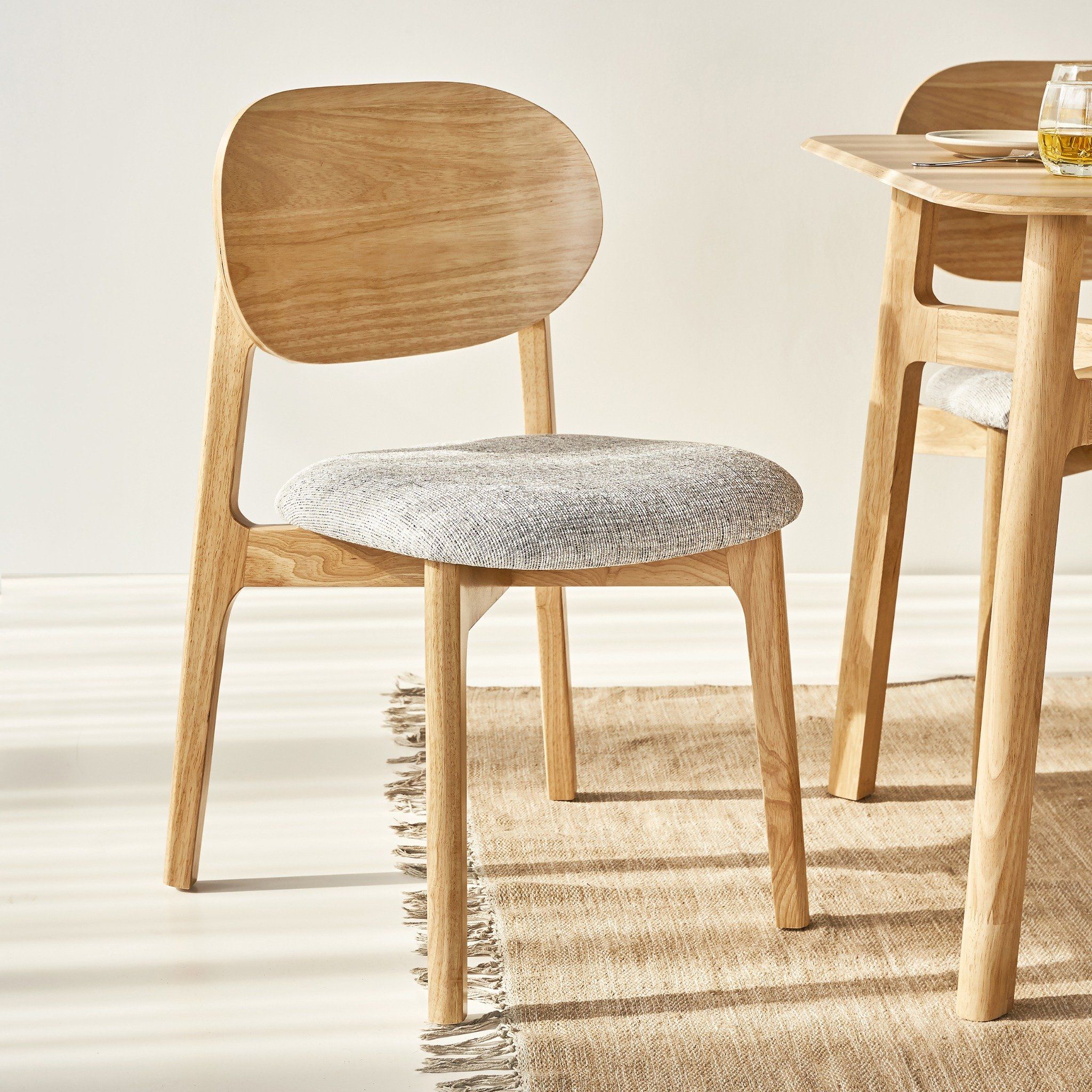 Serena Modern Oak Veneer Dining Set with 4-6 Ergonomic Rubberwood Chairs