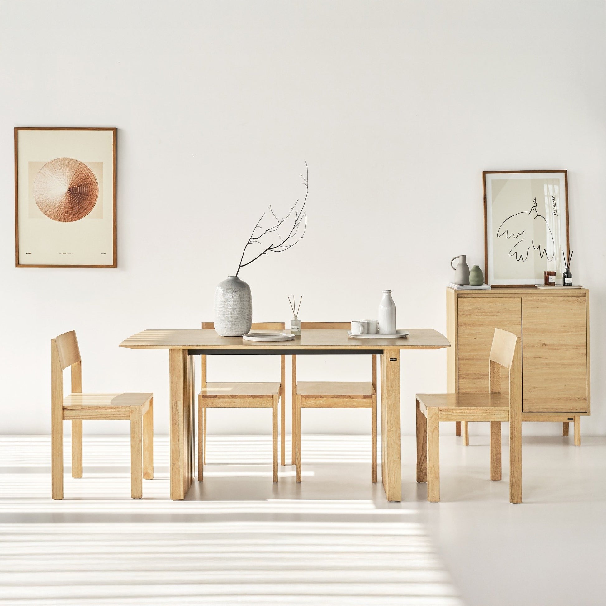 PLANK 6-Seater Natural Oak Wood Dining Table - Modern Minimalist Design