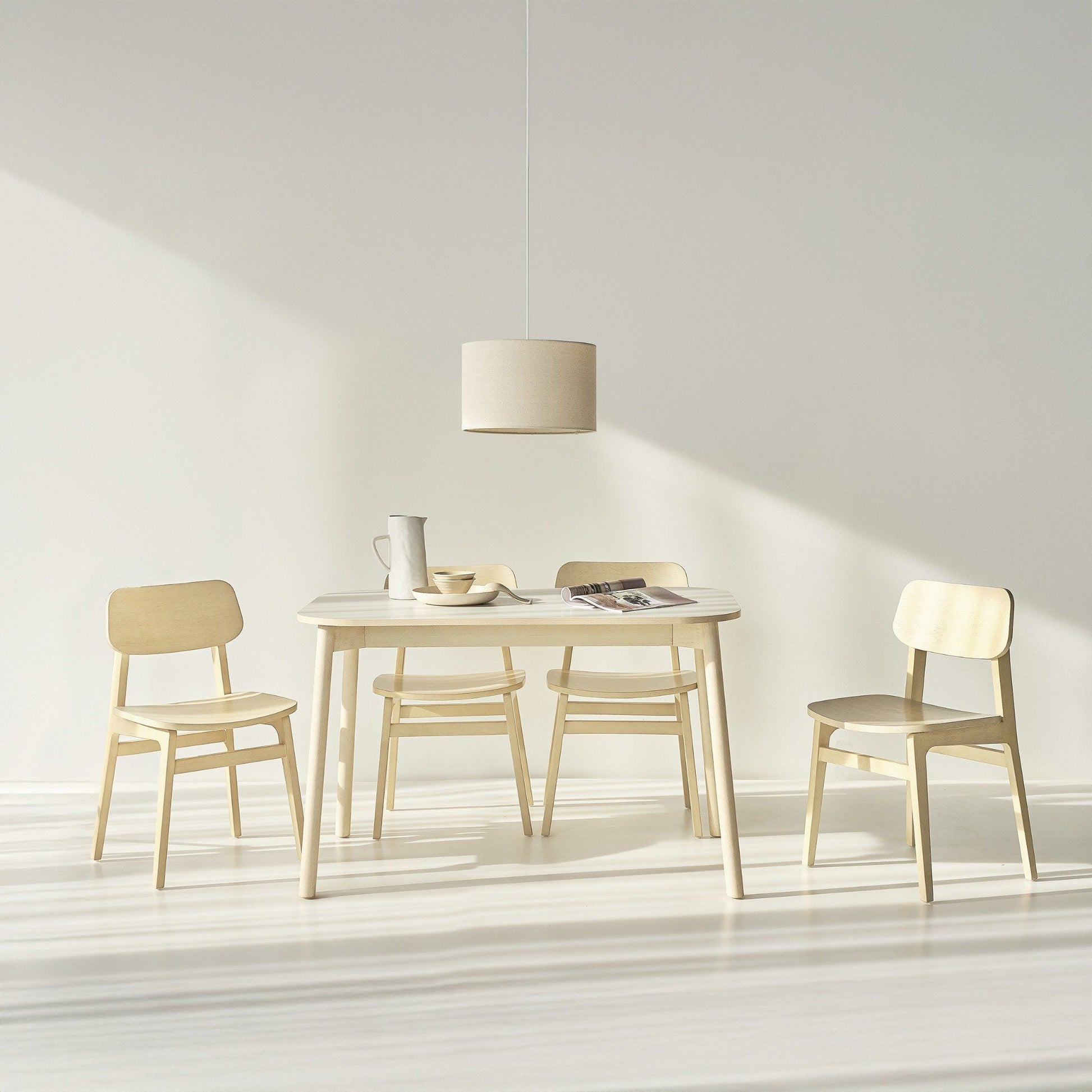 MOHO Narvik 201 Modern Natural Wood Dining Room Set with 4 Chairs