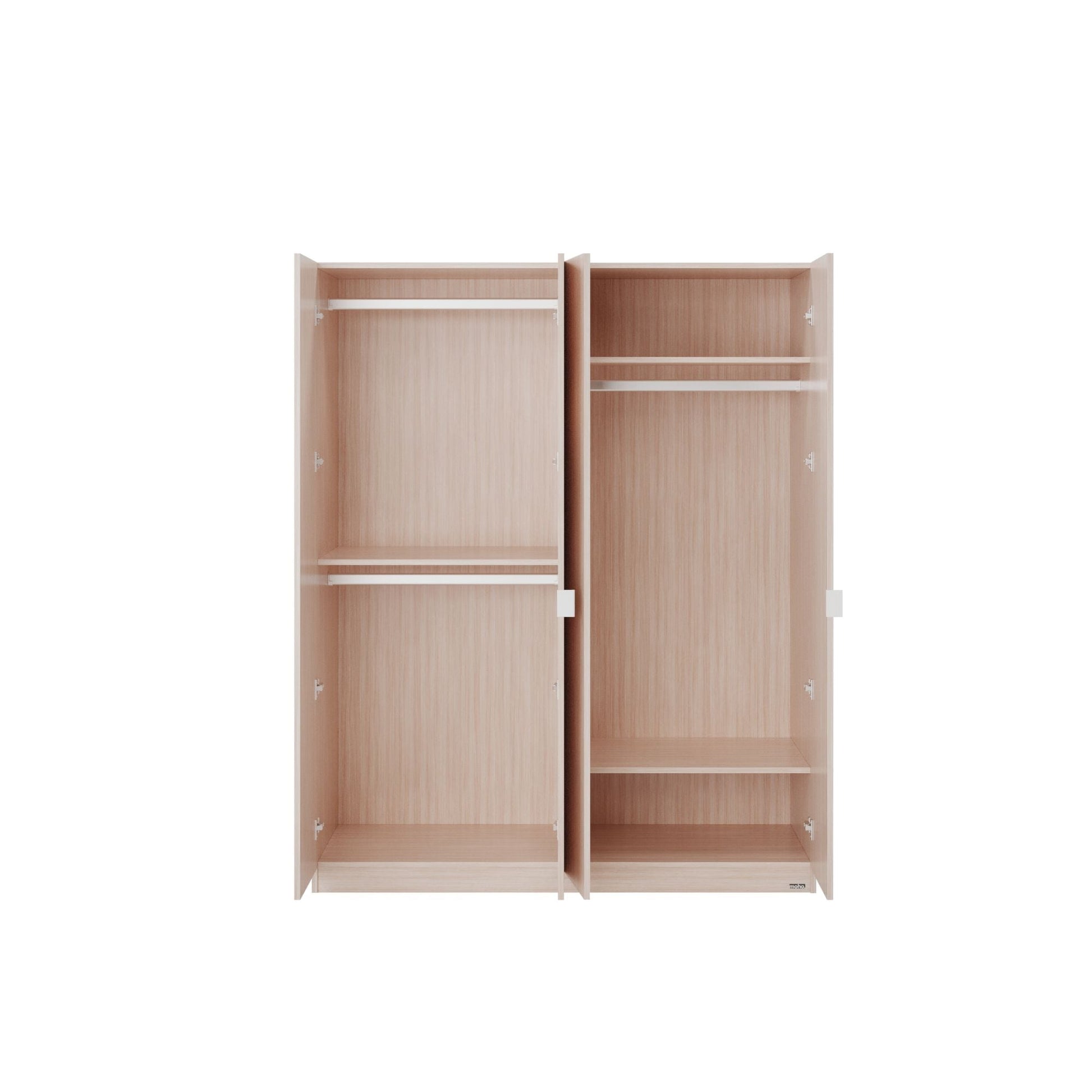 MOHO MONZA 4-Door Wooden Wardrobe 1.6m - Natural, Brown, White Wood Options