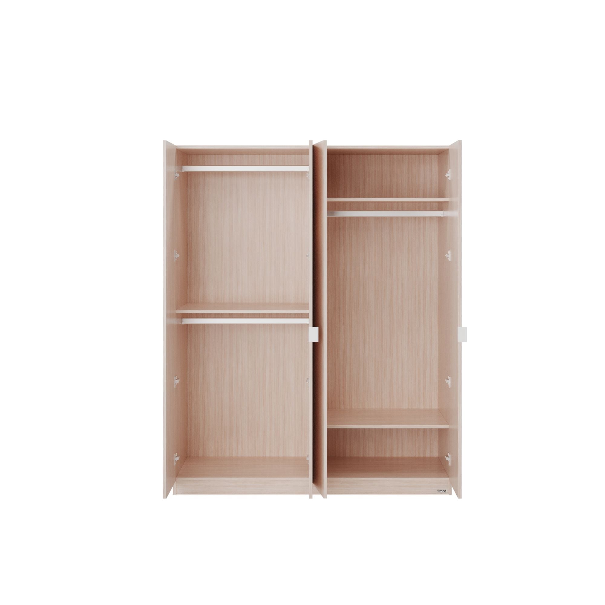MOHO MONZA 4-Door Wooden Wardrobe 1.6m - Natural, Brown, White Wood Options