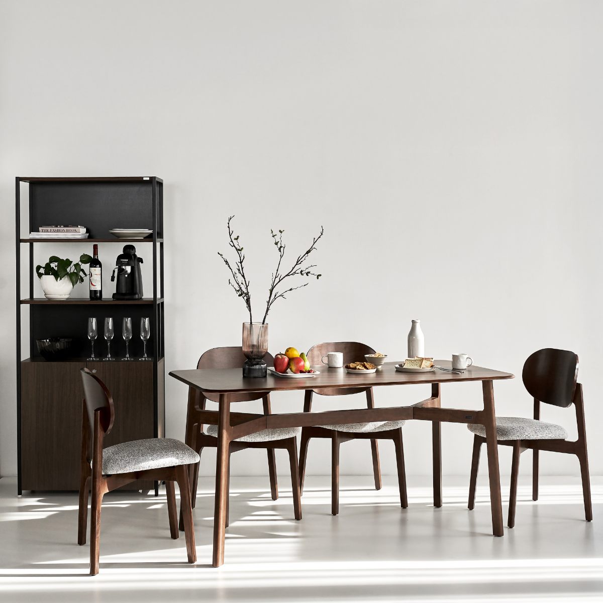 Serena Oak Veneer Dining Set with 4-6 Ergonomic Rubberwood Chairs