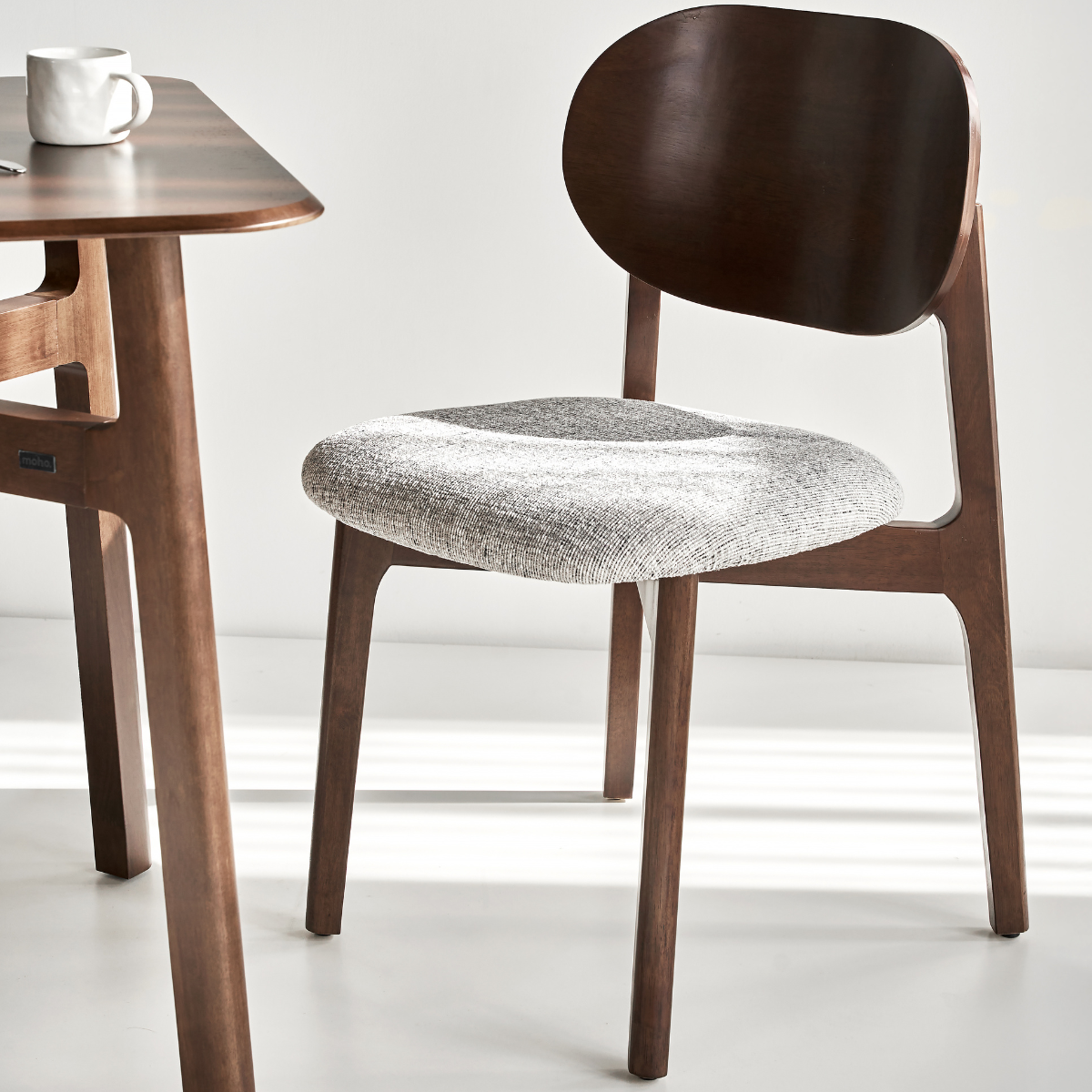 Serena Modern Oak Veneer Dining Set with 4-6 Ergonomic Rubberwood Chairs