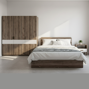 Narvik 201 Brown Nordic Bedroom Furniture Set - Bed, Nightstand, Wardrobe