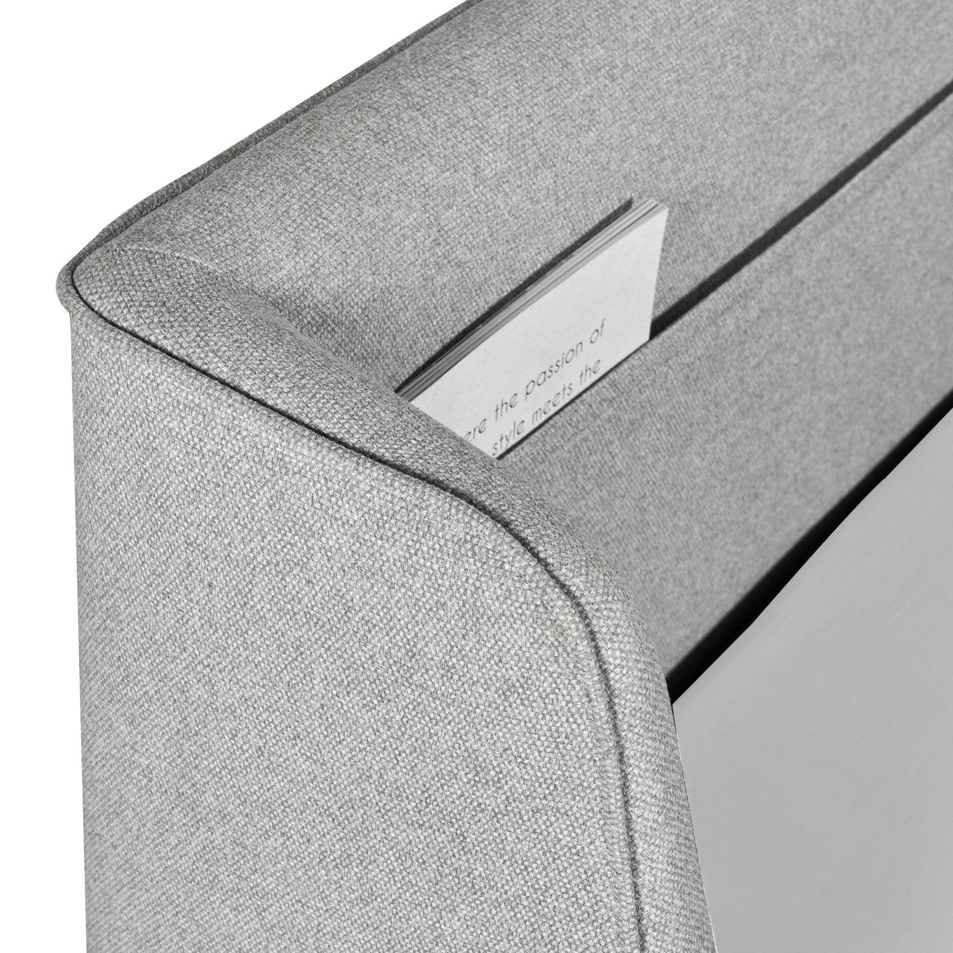 SCARLET Italian Design Fabric Bed, Ash Wood Frame, Integrated Storage Headboard