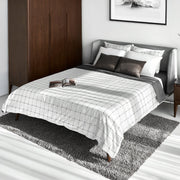 SCARLET Italian Design Fabric Bed, Ash Wood Frame, Integrated Storage Headboard