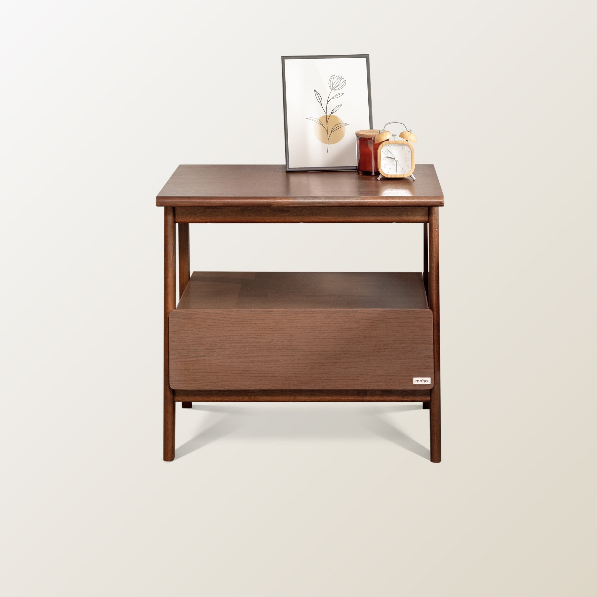 MOHO VLINE 801 Modern Wood Bedside Table with Drawer and Open Shelf