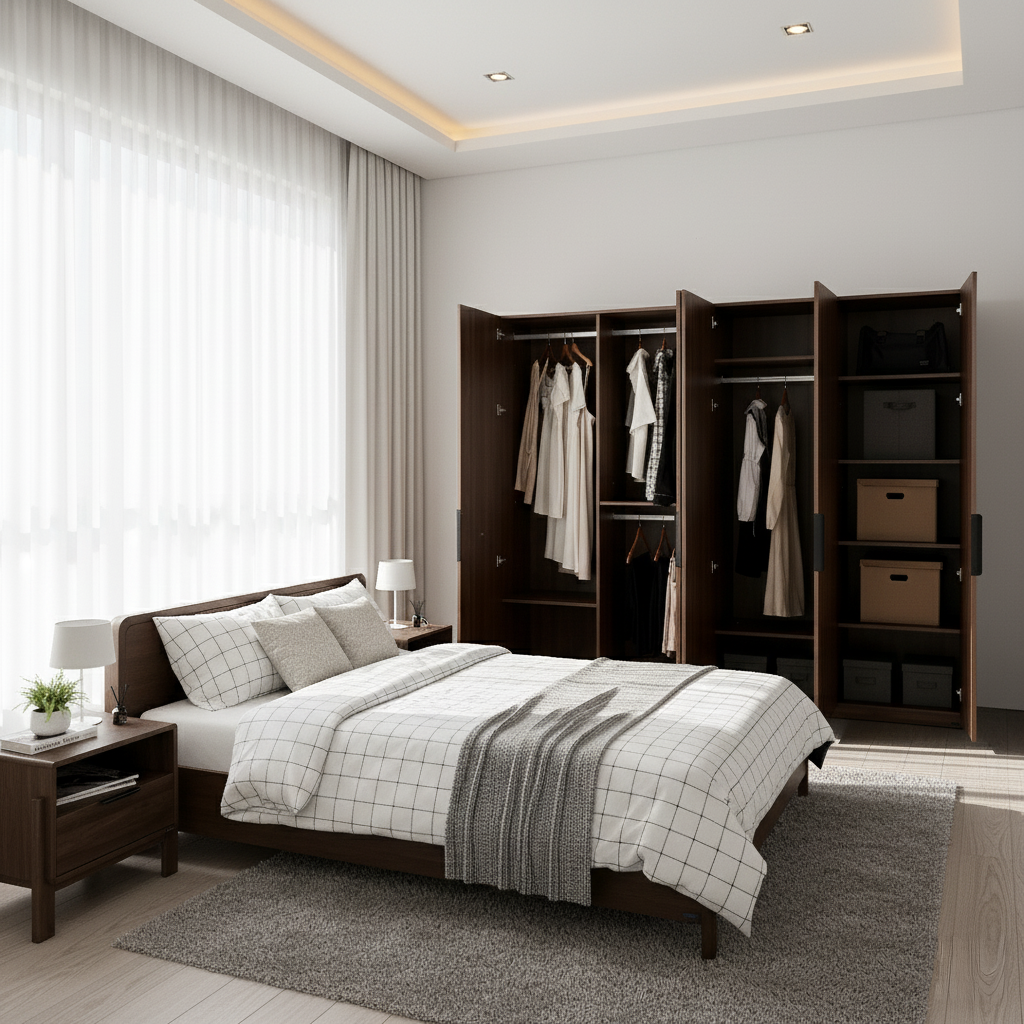 MOHO DALUMD 5-Piece Bedroom Furniture Combo Set, Natural Wood Finish