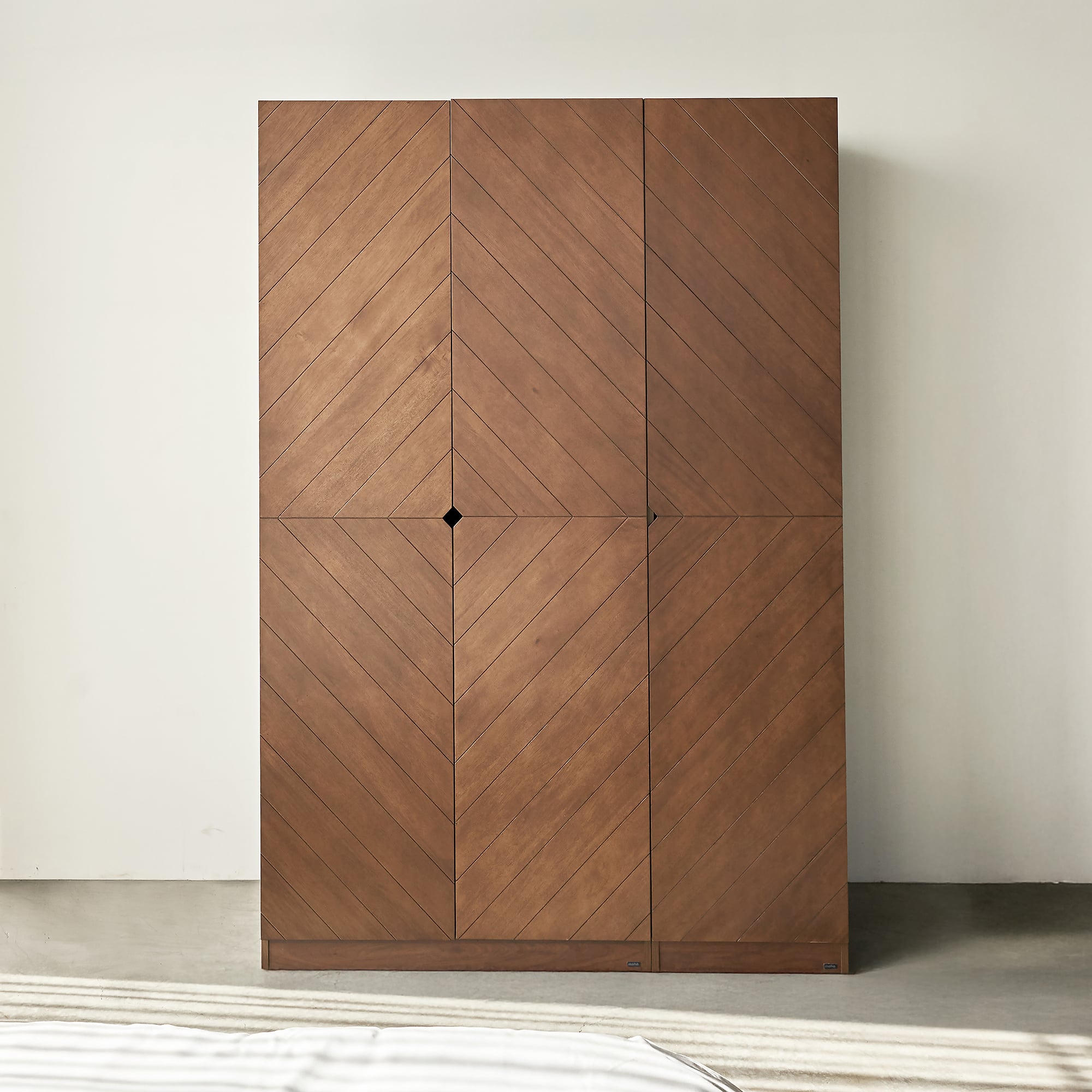 MOHO HOBRO 301 Three-Door Wardrobe with Adjustable Shelves, Brown Wood Finish