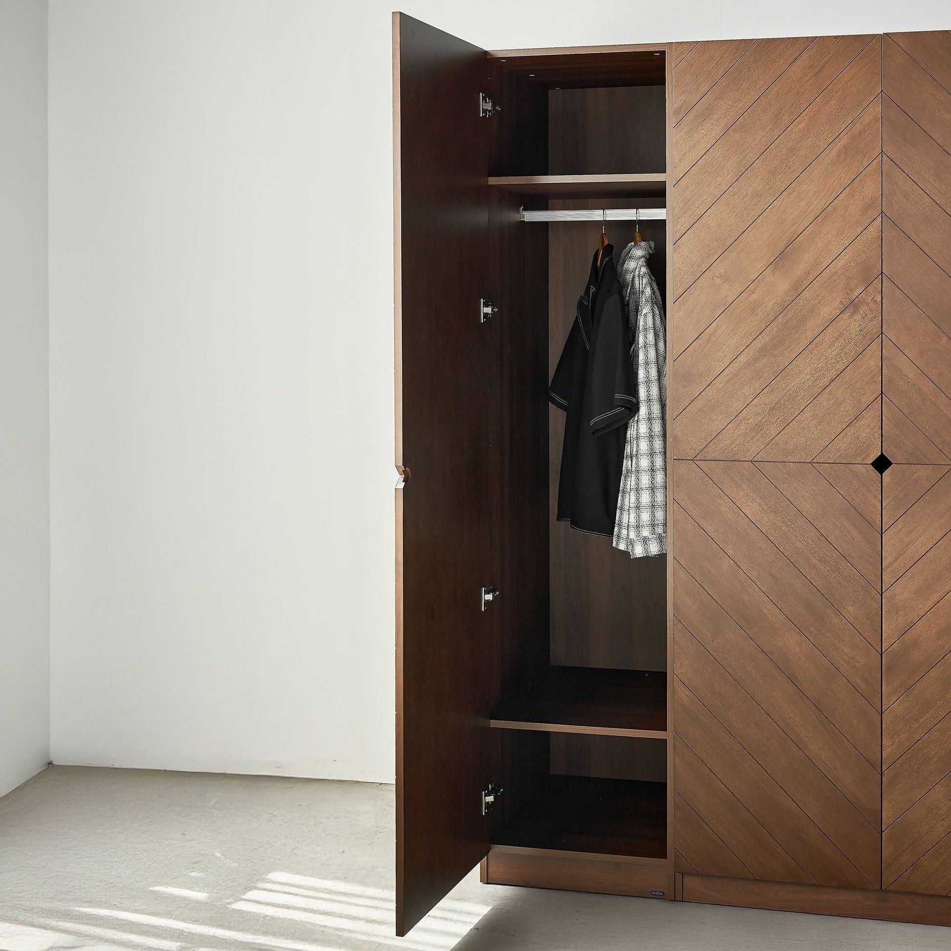 MOHO HOBRO 3-Door Wooden Wardrobe with Hanging Rod and Drawers
