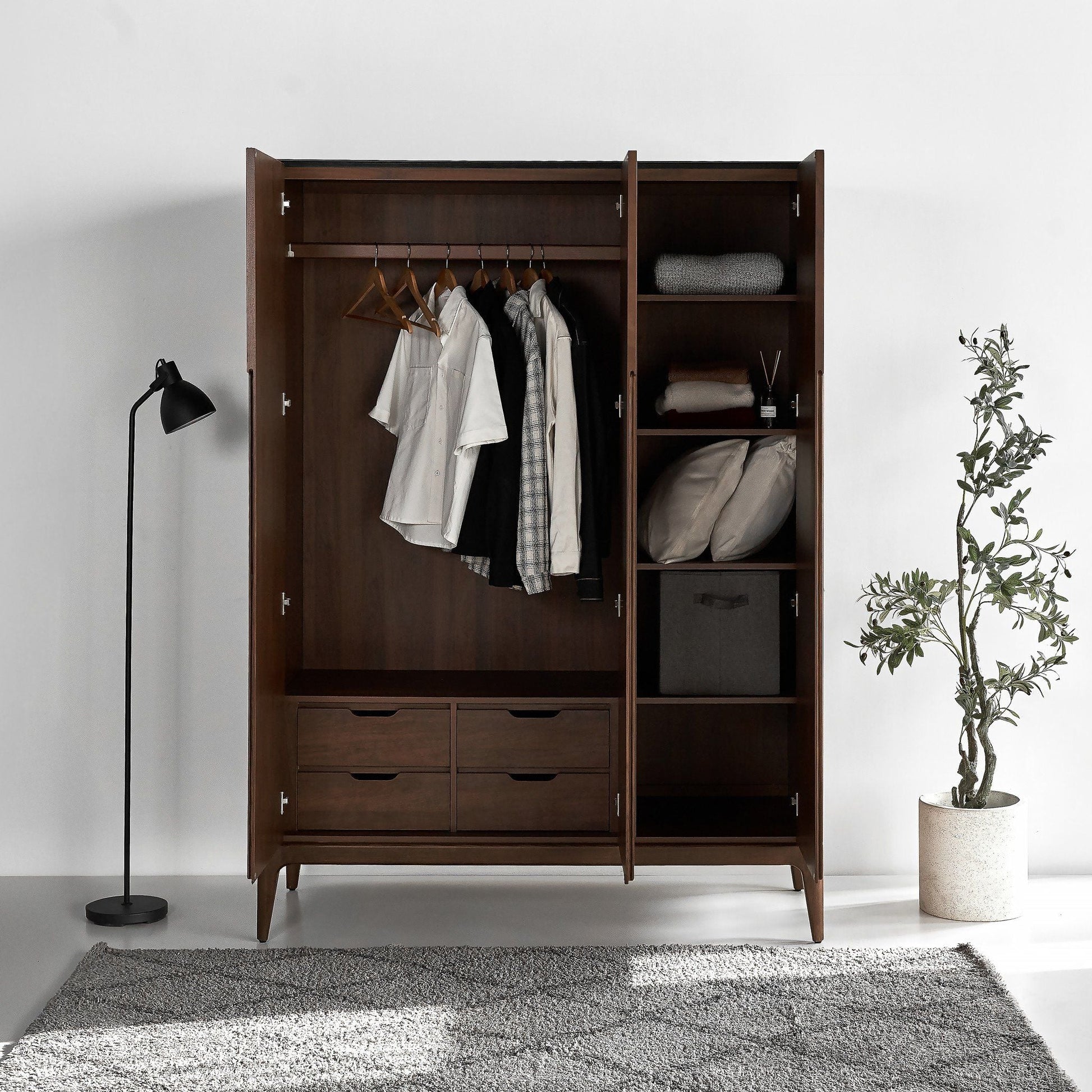 MOHO SCARLET European Ash Wood Wardrobe: Modern Italian Design, Premium Storage Solution