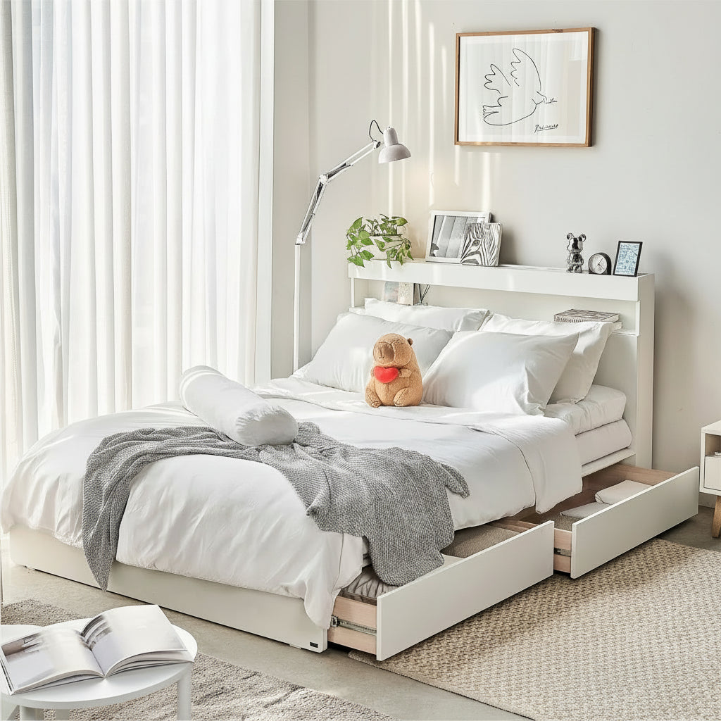 MOHO Vienna Wooden Bed with Storage Drawers & Integrated Power Outlet