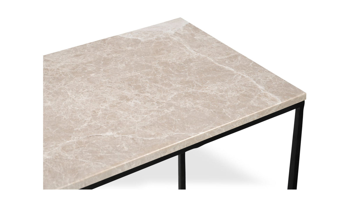 Roscoff Console Table in Botticino Marble, italian botticino marble detail, view 2