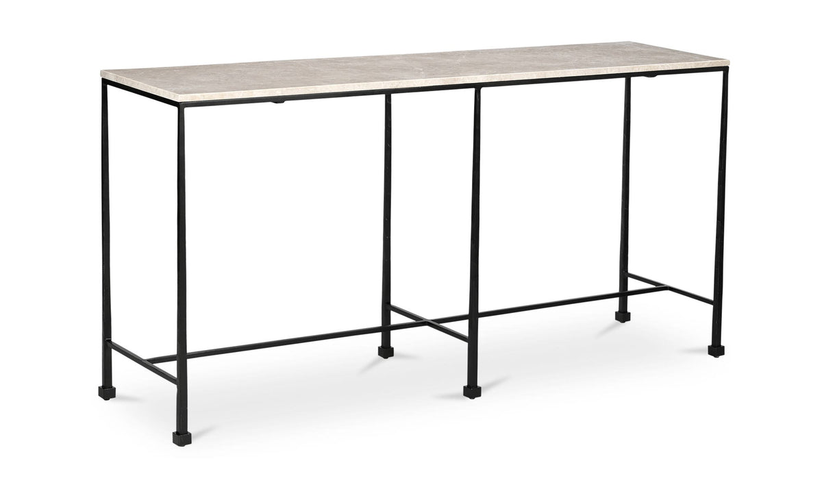 Roscoff Console Table in Botticino Marble, italian botticino marble detail