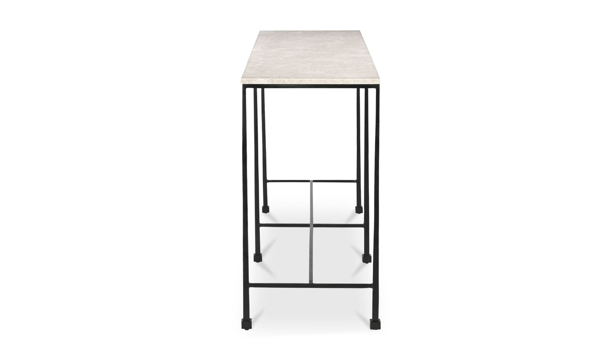 Roscoff Console Table in Botticino Marble, side profile