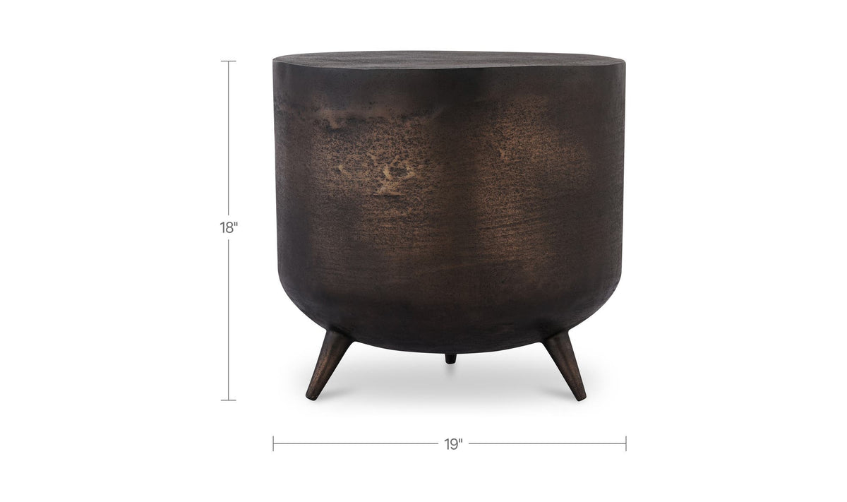 Keswick Accent Table in Bronze — dimensions diagram, 19" × 19"