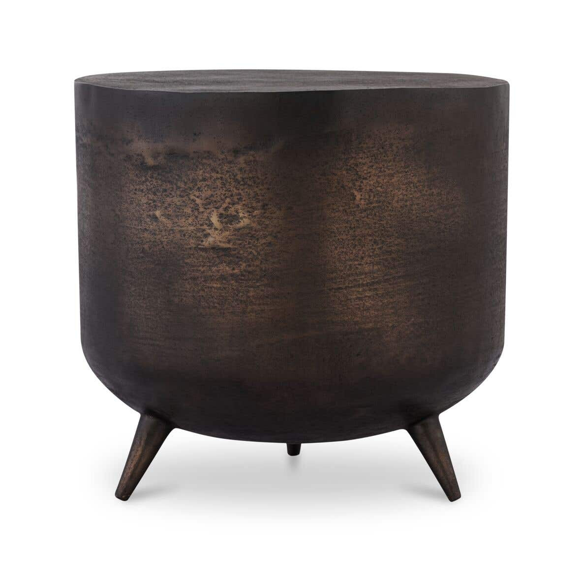 Keswick Accent Table in Bronze — aluminum, 19" × 19"