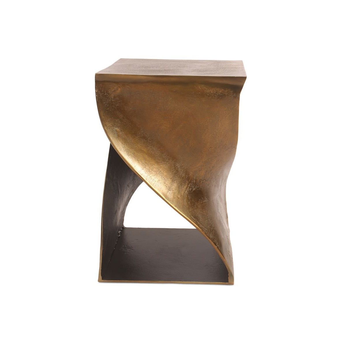 Thurso Accent Table in Brass — aluminum, 14" × 14"