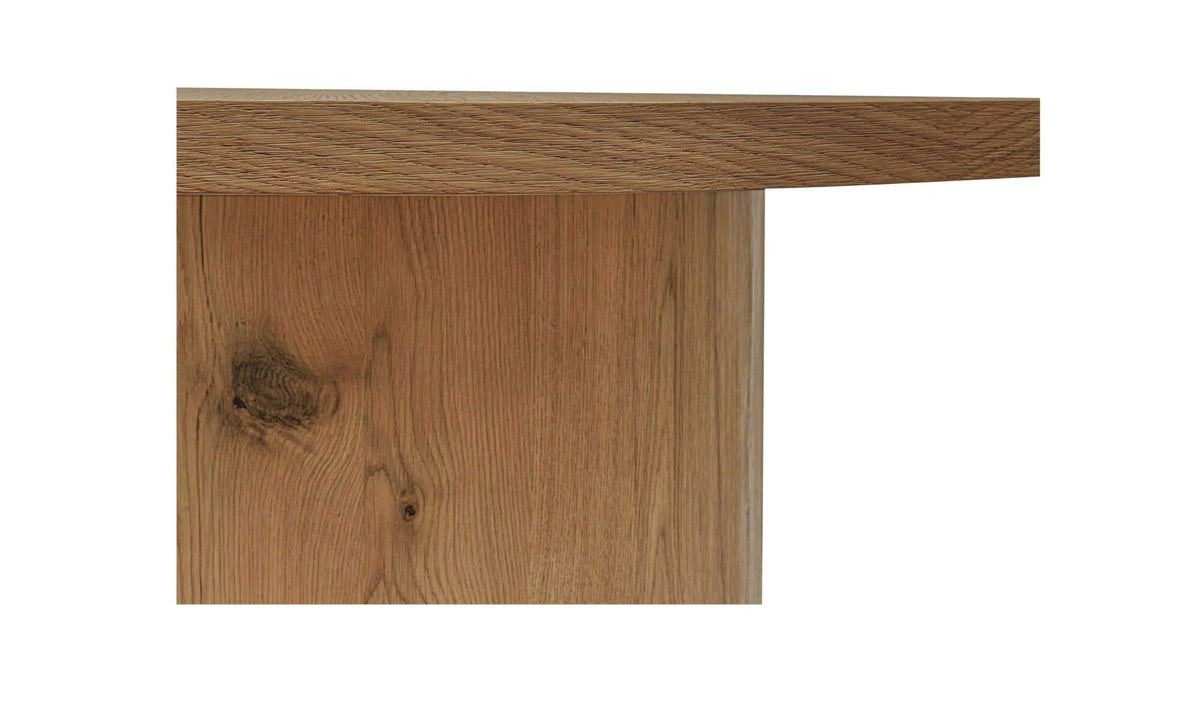 Heligan Dining Table in Rustic Oak, thick rustic oak veneer detail, view 3
