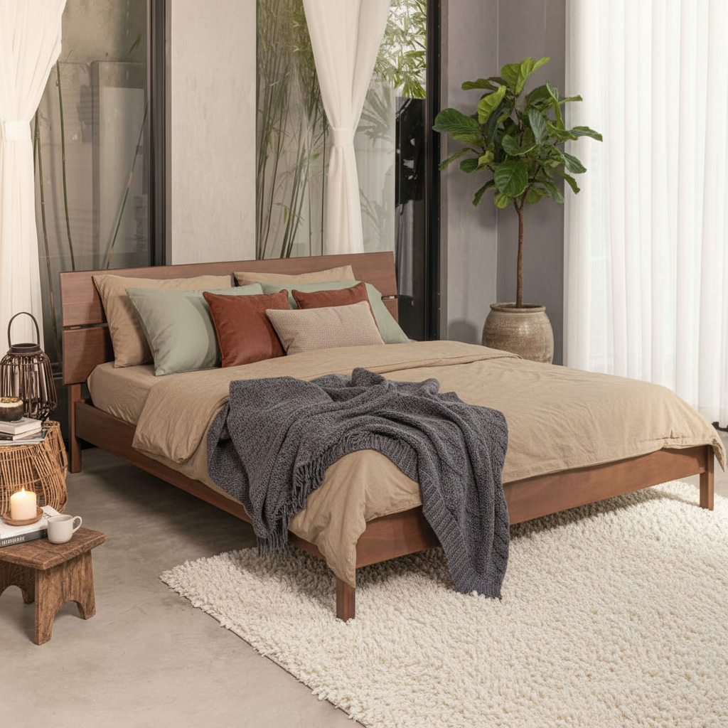 Vline 601 Acacia Wood Bed Frame