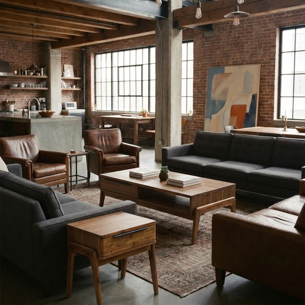 Radley Coffee Table with a matching Radley Side Table in a loft living room