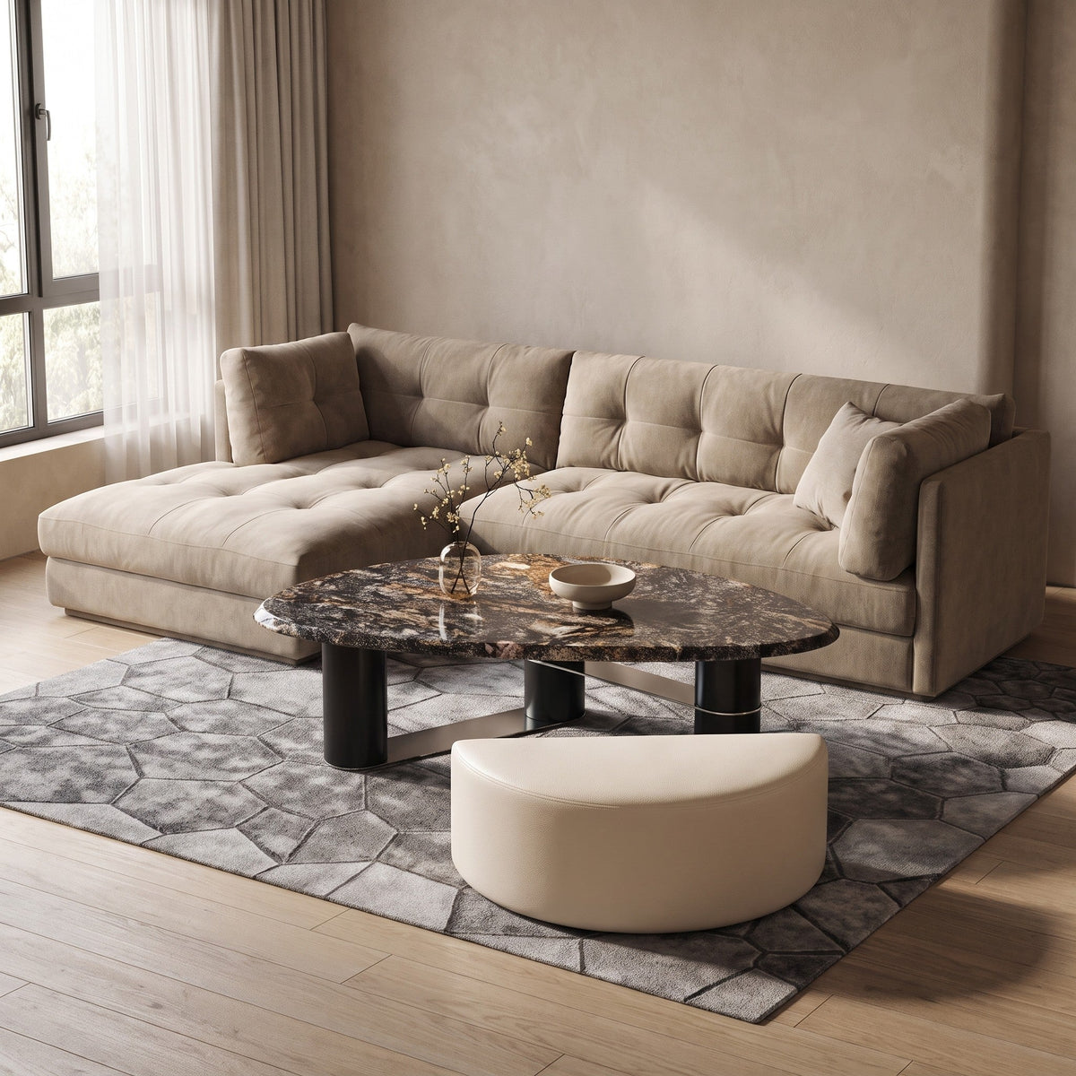 Ravello Stone Coffee Table & Ottoman - Altera