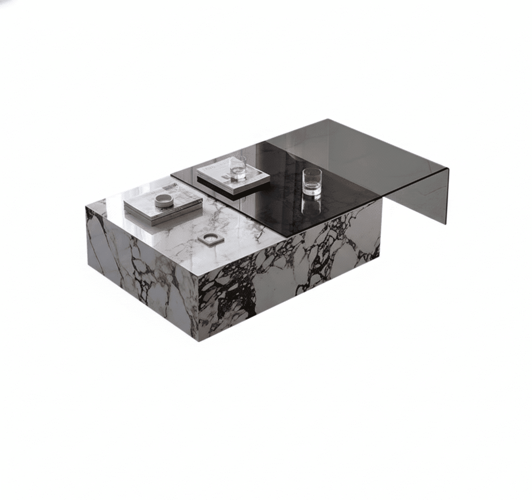 Rimini Dual - Surface Marble and Glass Table - Altera