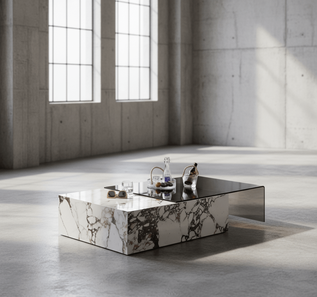 Rimini Dual - Surface Marble and Glass Table - Altera