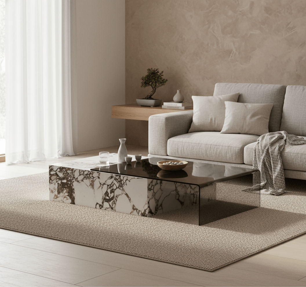 Rimini Dual - Surface Marble and Glass Table - Altera