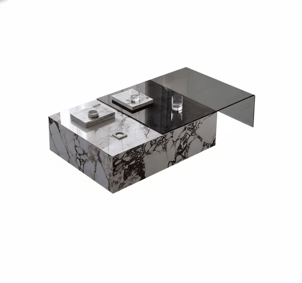 Rimini Dual - Surface Marble and Glass Table - Altera