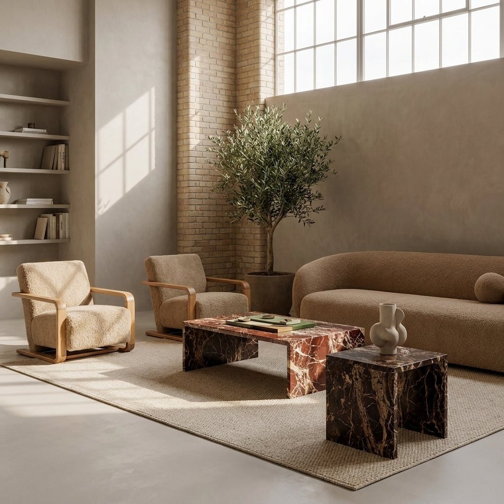 Riomaggiore Coffee Table & Accent Table (Rosso Levanto Color) - Altera