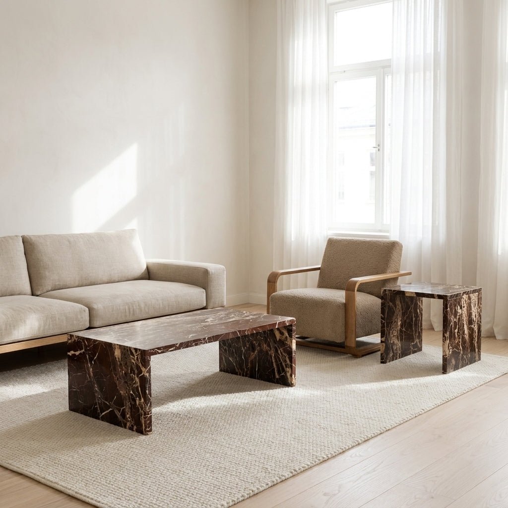 Riomaggiore Coffee Table & Accent Table (Rosso Levanto Color) - Altera